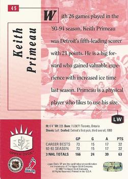 1993-94 Upper Deck - SP #45 Keith Primeau Back