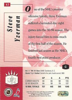 1993-94 Upper Deck - SP #47 Steve Yzerman Back