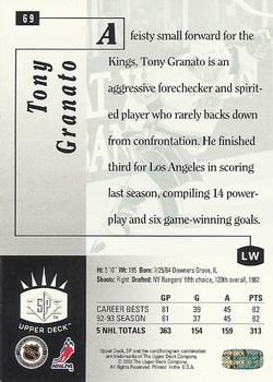 1993-94 Upper Deck - SP #69 Tony Granato Back