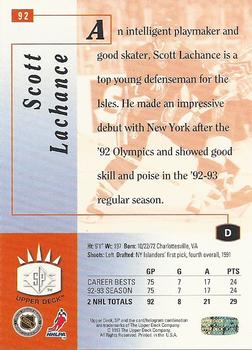 1993-94 Upper Deck - SP #92 Scott Lachance Back