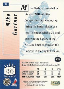 1993-94 Upper Deck - SP #98 Mike Gartner Back