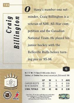 1993-94 Upper Deck - SP #105 Craig Billington Back
