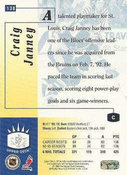 1993-94 Upper Deck - SP #138 Craig Janney Back