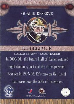 2001-02 Pacific Private Stock - Reserve #G3 Ed Belfour Back