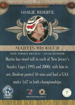 2001-02 Pacific Private Stock - Reserve #G7 Martin Brodeur Back