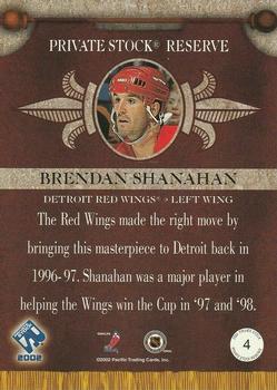 2001-02 Pacific Private Stock - Reserve #S4 Brendan Shanahan Back