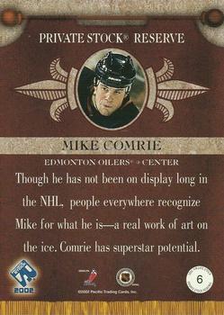2001-02 Pacific Private Stock - Reserve #S6 Mike Comrie Back