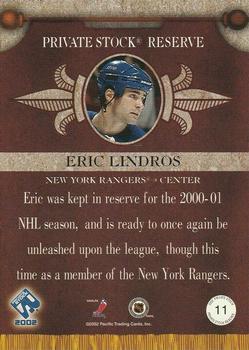 2001-02 Pacific Private Stock - Reserve #S11 Eric Lindros Back