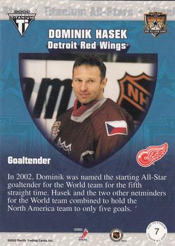 2001-02 Pacific Private Stock Titanium - All-Stars #7 Dominik Hasek Back