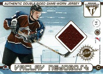 2001-02 Pacific Private Stock Titanium - Authentic Double-Sided Jerseys #14 Alex Tanguay / Vaclav Nedorost Back
