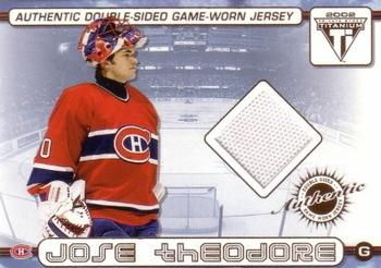 2001-02 Pacific Private Stock Titanium - Authentic Double-Sided Jerseys #20 Jose Theodore / Felix Potvin Front