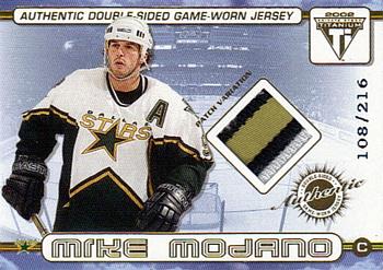 2001-02 Pacific Private Stock Titanium - Authentic Double-Sided Patches #52 Mike Modano / Pierre Turgeon Front