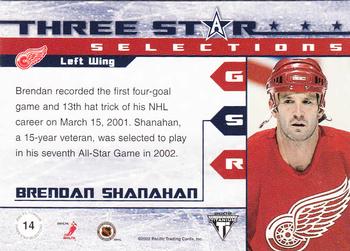 2001-02 Pacific Private Stock Titanium - Three-Star Selections #14 Brendan Shanahan Back