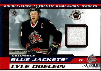 2001-02 Pacific Vanguard - Double-Sided Authentic Game-Worn Jerseys #40 Lyle Odelein / Andre Savage Front
