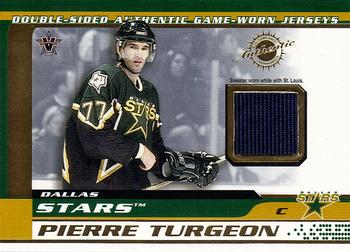 2001-02 Pacific Vanguard - Double-Sided Authentic Game-Worn Jerseys #30 Pierre Turgeon / Vincent Lecavalier Front