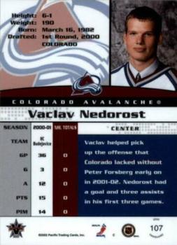 2001-02 Pacific Vanguard - Red #107 Vaclav Nedorost Back