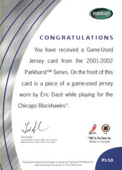 2001-02 Parkhurst - Jerseys #PJ-50 Eric Daze Back