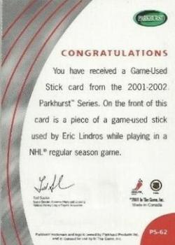 2001-02 Parkhurst - Sticks #PS-62 Eric Lindros Back