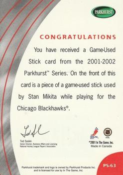 2001-02 Parkhurst - Sticks #PS-63 Stan Mikita Back