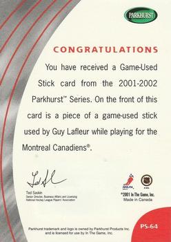 2001-02 Parkhurst - Sticks #PS-64 Guy Lafleur Back