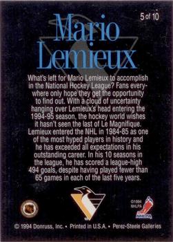1994-95 Donruss - Ice Masters #5 Mario Lemieux Back