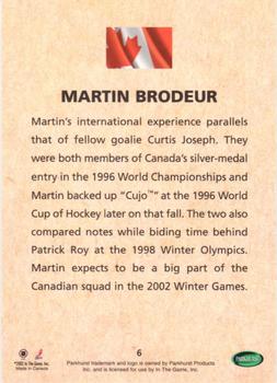 2001-02 Parkhurst - Waving the Flag #6 Martin Brodeur Back