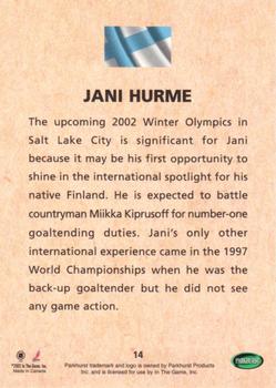 2001-02 Parkhurst - Waving the Flag #14 Jani Hurme Back