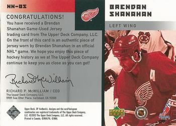 2001-02 SP Authentic - Notable Numbers #NN-BS Brendan Shanahan Back