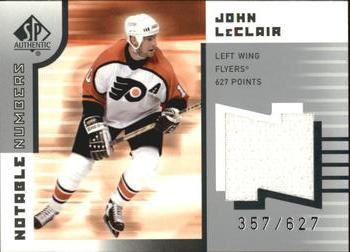 2001-02 SP Authentic - Notable Numbers #NN-JL John LeClair Front