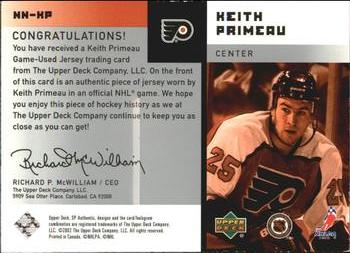 2001-02 SP Authentic - Notable Numbers #NN-KP Keith Primeau Back