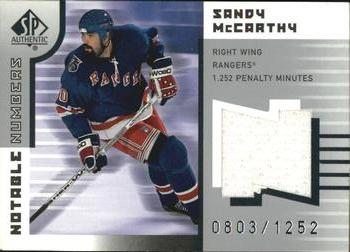 2001-02 SP Authentic - Notable Numbers #NN-MC Sandy McCarthy Front