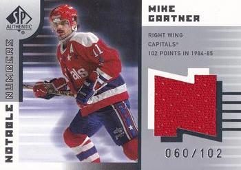 2001-02 SP Authentic - Notable Numbers #NN-MG Mike Gartner Front