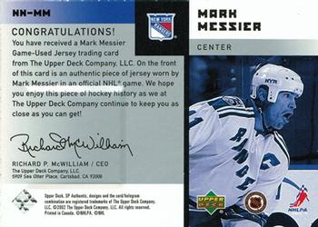 2001-02 SP Authentic - Notable Numbers #NN-MM Mark Messier Back