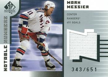 2001-02 SP Authentic - Notable Numbers #NN-MM Mark Messier Front