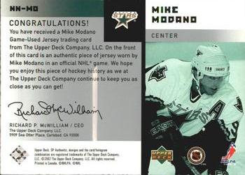 2001-02 SP Authentic - Notable Numbers #NN-MO Mike Modano Back