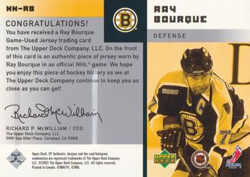 2001-02 SP Authentic - Notable Numbers #NN-RB Ray Bourque Back