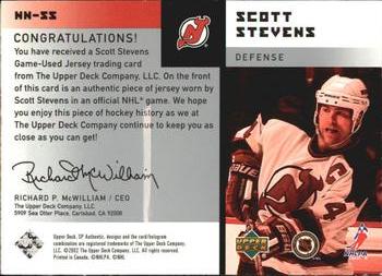 2001-02 SP Authentic - Notable Numbers #NN-SS Scott Stevens Back