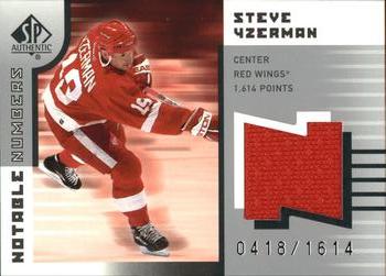 2001-02 SP Authentic - Notable Numbers #NN-SY Steve Yzerman Front