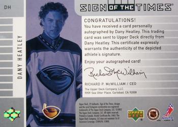2001-02 SP Authentic - Sign of the Times #DH Dany Heatley Back