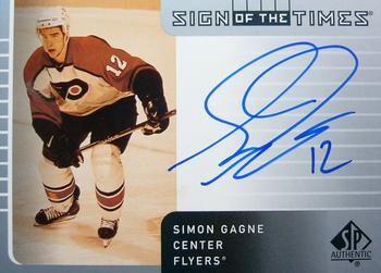 2001-02 SP Authentic - Sign of the Times #SG Simon Gagne Front