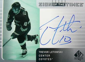 2001-02 SP Authentic - Sign of the Times #TRL Trevor Letowski Front
