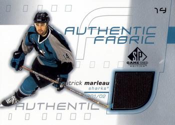 2001-02 SP Game Used - Authentic Fabric #AF-PM Patrick Marleau Front