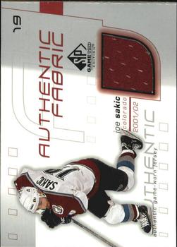 2001-02 SP Game Used - Authentic Fabric #AF-SA Joe Sakic Front