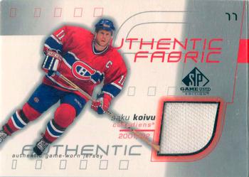 2001-02 SP Game Used - Authentic Fabric #AF-SK Saku Koivu Front
