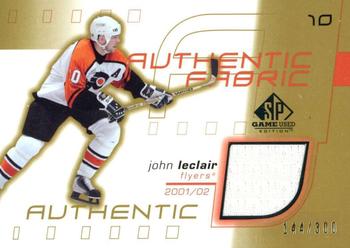 2001-02 SP Game Used - Authentic Fabric Gold #AF-JL John LeClair Front