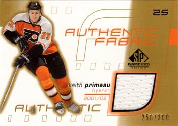 2001-02 SP Game Used - Authentic Fabric Gold #AF-KP Keith Primeau Front