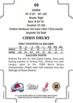2001-02 Stadium Club - Gallery #G8 Chris Drury Back
