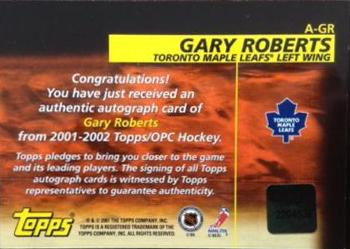 2001-02 Topps - Autographs #A-GR Gary Roberts Back