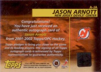 2001-02 Topps - Autographs #A-JA Jason Arnott Back
