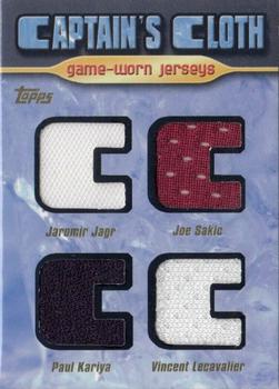 2001-02 Topps - Captain's Cloth #CC-1 Jaromir Jagr  / Joe Sakic / Paul Kariya / Vincent Lecavalier Front
